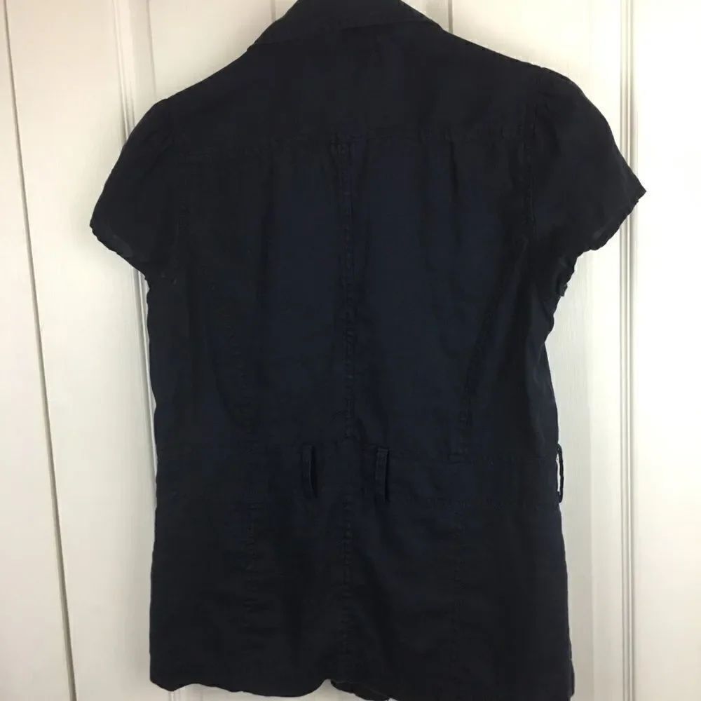 Style & Co Petite Navy Linen Blouse - Picture 3 of 3